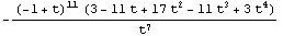 -((-1 + t)^11 (3 - 11 t + 17 t^2 - 11 t^3 + 3 t^4))/t^7