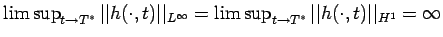 $\limsup_{t\to T^*}\vert\vert h(\cdot,
t)\vert\vert _{L^{\infty}} = \limsup_{t\to T^*}\vert\vert h(\cdot, t)\vert\vert _{H^1} = \infty$