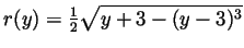 $ r(y)=\frac12\sqrt{y+3-(y-3)^3}$