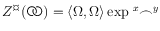 $Z^\fourwheel(\HopfLink) =
\langle\Omega,\Omega\rangle\exp ^{x}\!\!\frown^{y}$