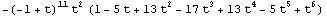 -(-1 + t)^11 t^2 (1 - 5 t + 13 t^2 - 17 t^3 + 13 t^4 - 5 t^5 + t^6)