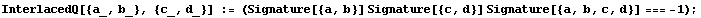 InterlacedQ[{a_, b_}, {c_, d_}] := (Signature[{a, b}] Signature[{c, d}] Signature[{a, b, c, d}] === -1) ;