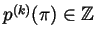 $ p^{(k)}(\pi)\in{\mathbb{Z}}$