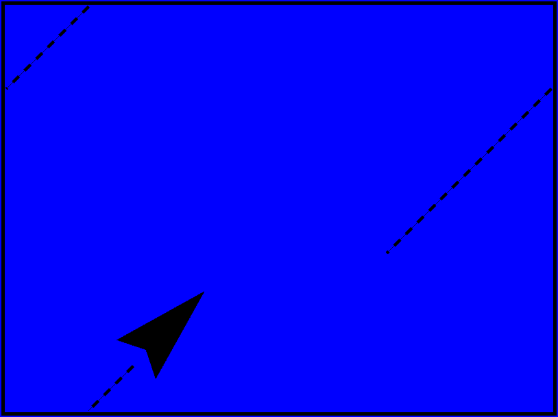 View of a simple, Asteroids-style video game