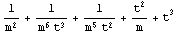 1/m^2 + 1/(m^6 t^3) + 1/(m^5 t^2) + t^2/m + t^3