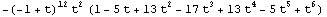 -(-1 + t)^12 t^2 (1 - 5 t + 13 t^2 - 17 t^3 + 13 t^4 - 5 t^5 + t^6)