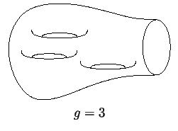 $\displaystyle \begin{array}{c}
\includegraphics[width=2in]{surface.eps} \\
g=3
\end{array}$