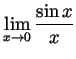 $ \displaystyle\lim_{x\to 0}\frac{\sin x}{x}$