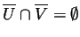 $ \overline{U}\cap\overline{V}=\emptyset$