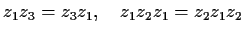 $\displaystyle z_1z_3=z_3z_1,\quad z_1z_2z_1=z_2z_1z_2$