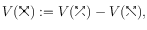 $\displaystyle V(\doublepoint) := V(\overcrossing) - V(\undercrossing), $